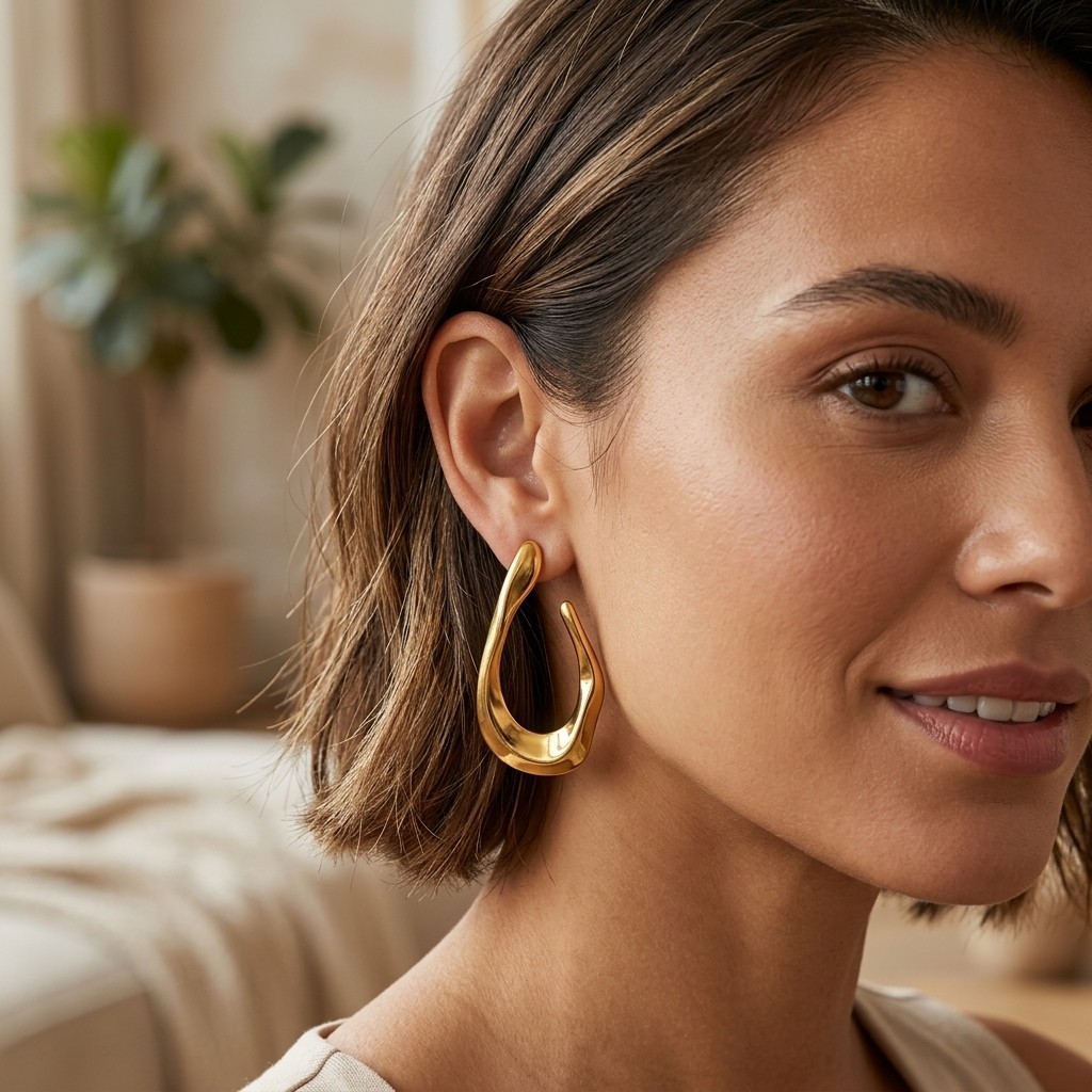 Minimalist Gold Tone Hollow Irregular Water Drop Stud Earrings Women Jewelry