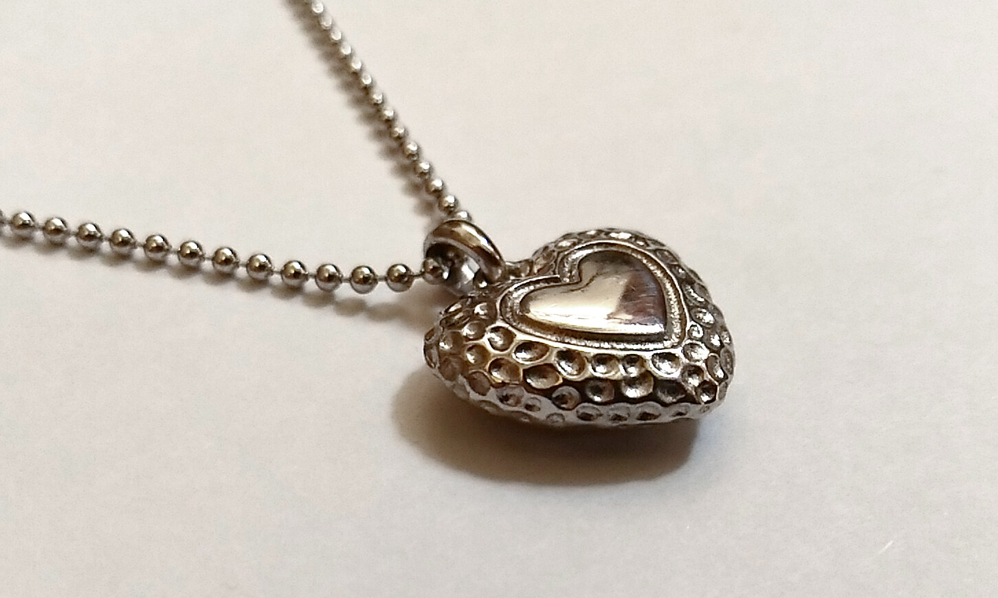 925 ECHT SILBER RHODINIERT 🤍 Herz Collier Kette Kugelkette 42-47 cm