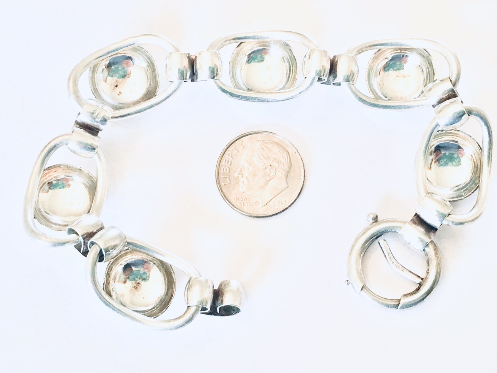 Vintage 40’s ~ NAPIER ~ STERLING SILVER ~ 7.5 Link Bracelet ~ 35 Grams