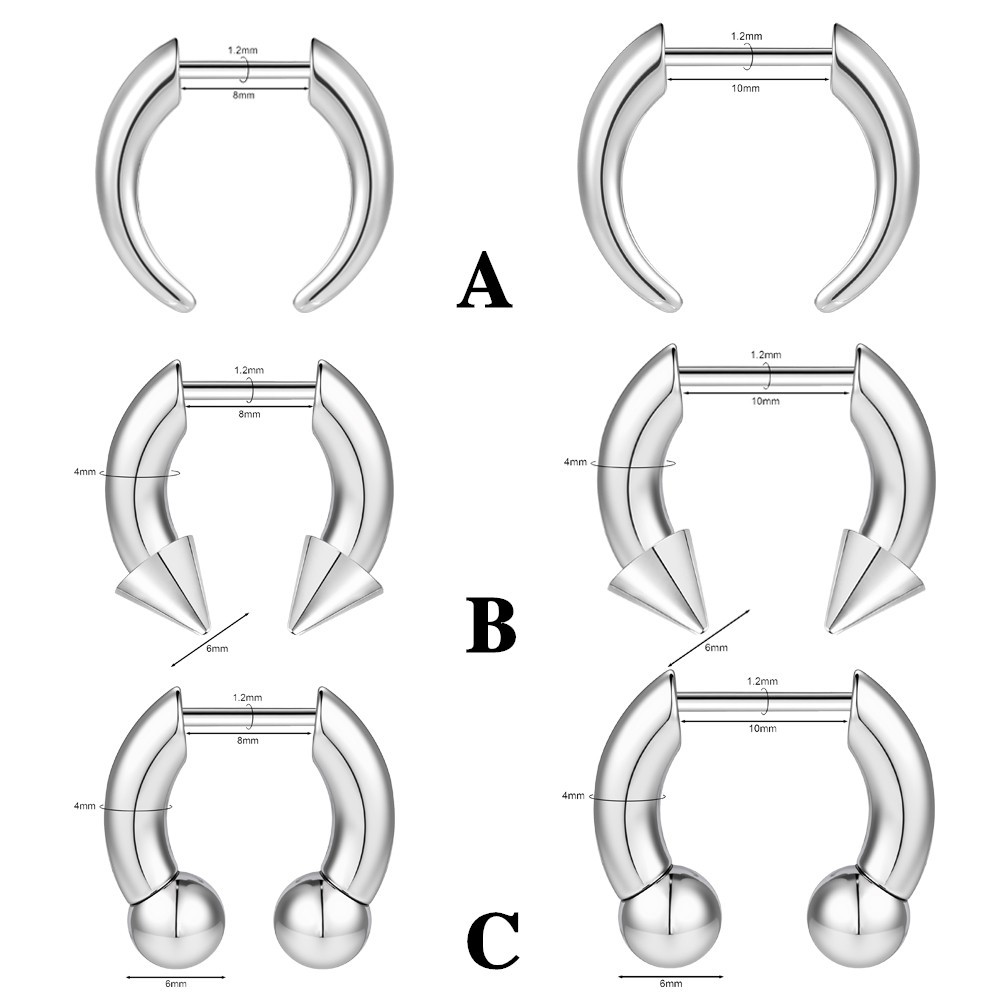 16G Stainless Steel Nose Rings Threadless Push-in Septum Piercing Body Jewelry
