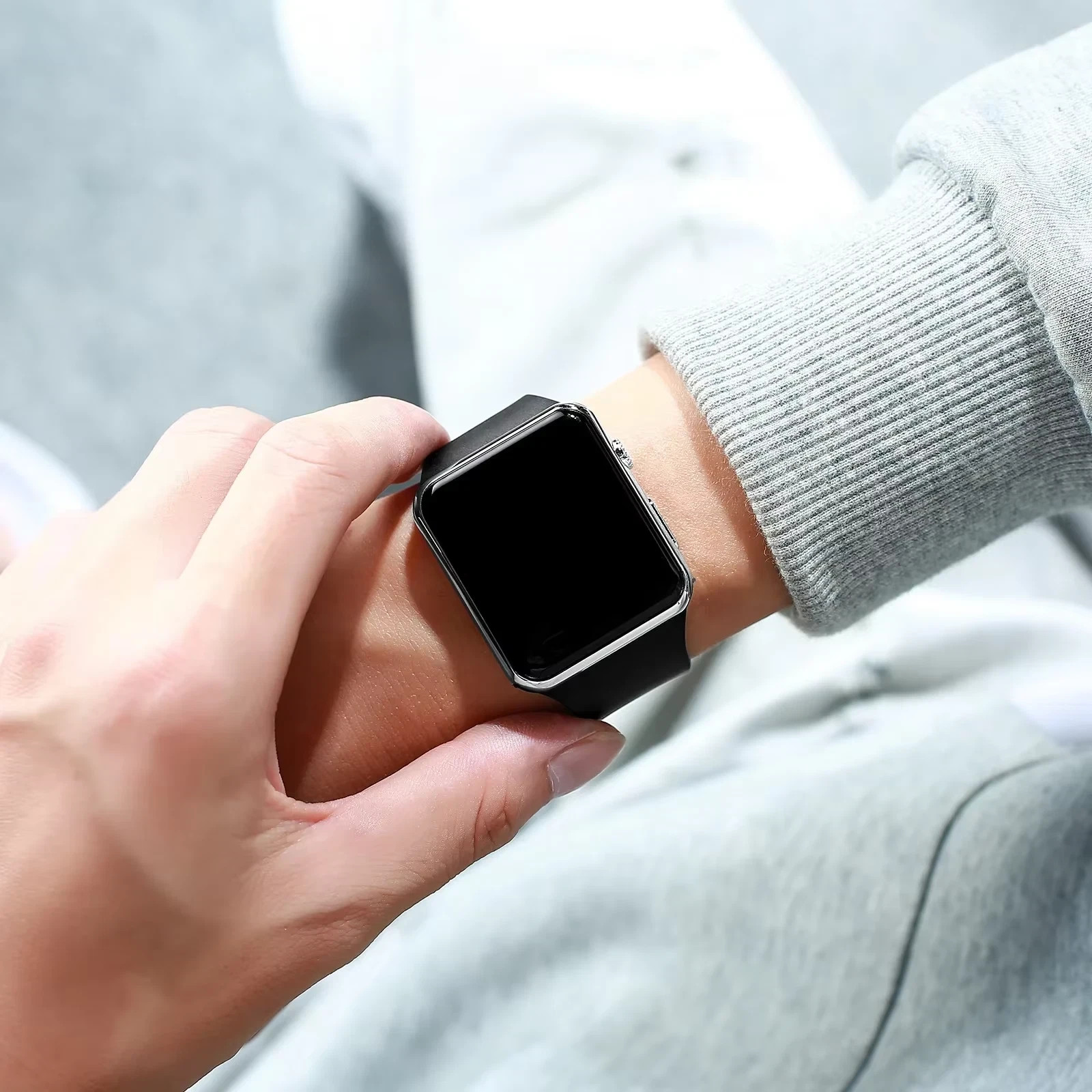 New Square LED Digital Watch Men Women Sports Electronic Wristwatch Student Unis