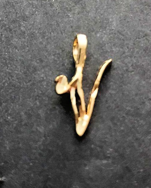 Gold Plated Initial Pendant 24k Yellow Gold Cursive Letters A to Z Diamond-Cut