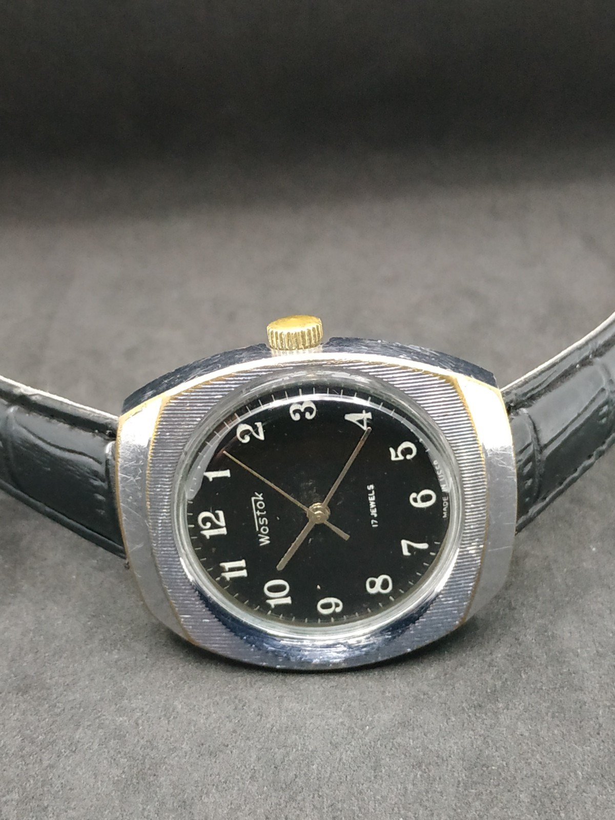 Men’s Dress Watch Wostok Vintage USSR Mechanical 2409A Retro Vostok Black Soviet