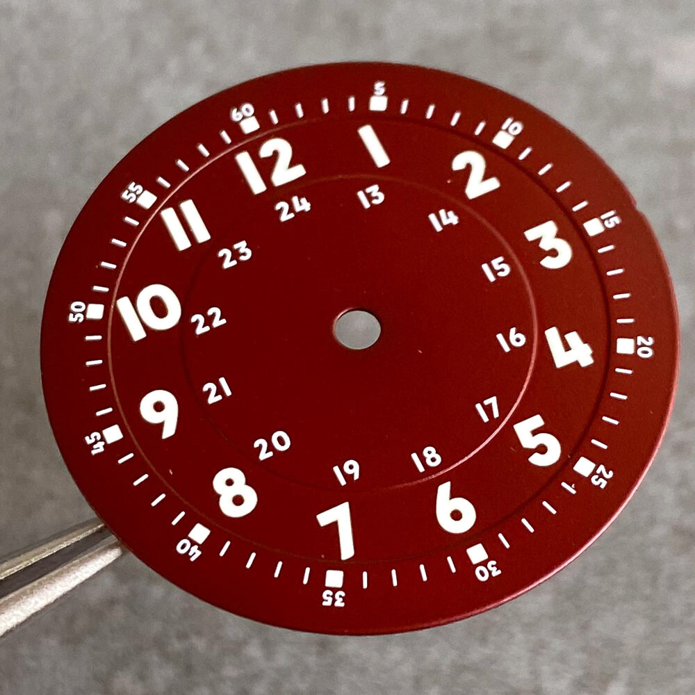 Brownish Red Field Watch Dial 29mm Luminous Marks Fit NH35 NH36 NH38 ETA 2824 PT