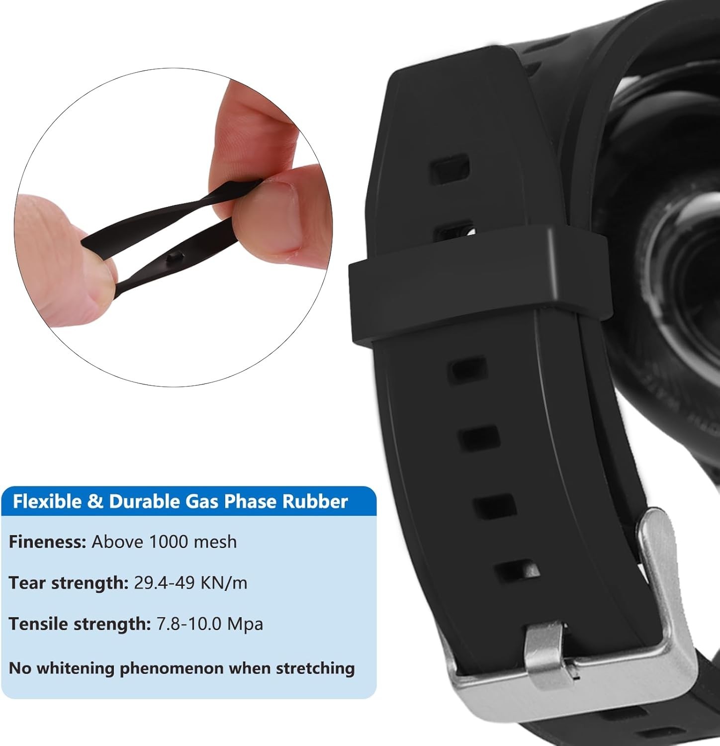 Flexible Black Watch Strap Loops (6-Piece Set) – Sizes 16mm to 26mm for Easy Fit