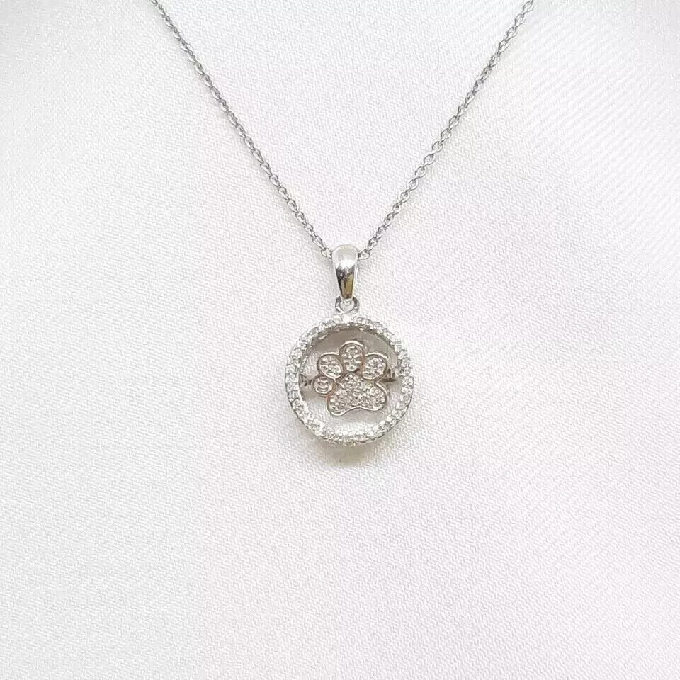 1.50Ct Round Lab Created Diamond Dog’s Paw Shape Pendant 14k White Gold Plated