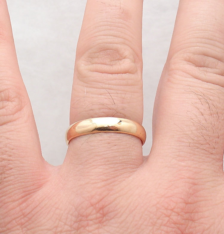 4mm All Shiny Comfort Silk Fit Wedding Band Ring Real 14K Rose Gold Sz 5 ~ 11
