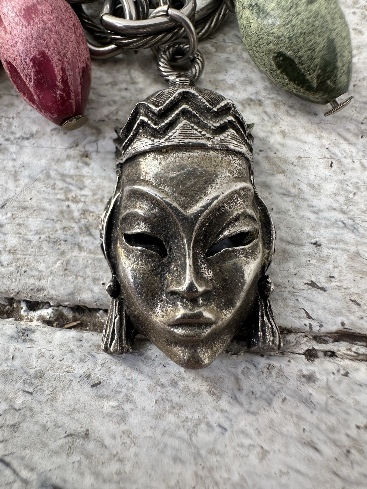 Vintage 60s Asian Inspired Face Charm Bracelet
