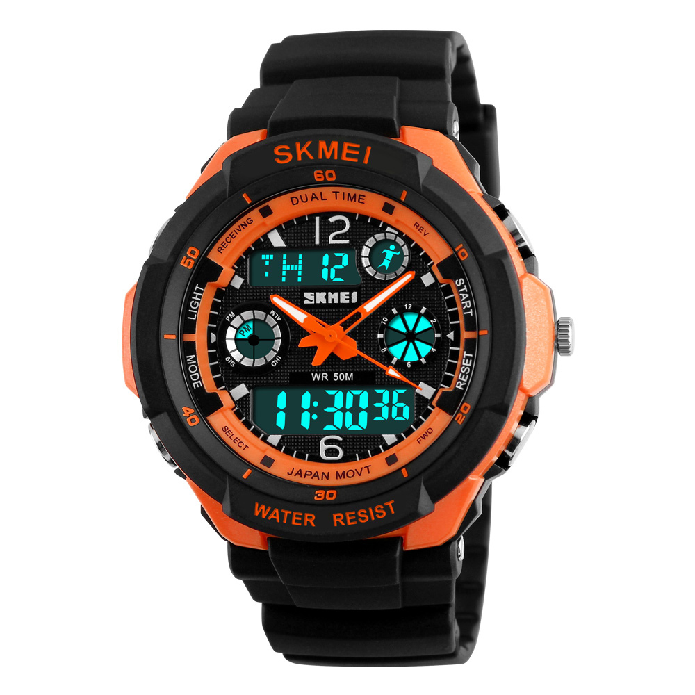 SKMEI Men Adult Teen Digital Analog Waterproof Sport Wristwatch Dual Time New