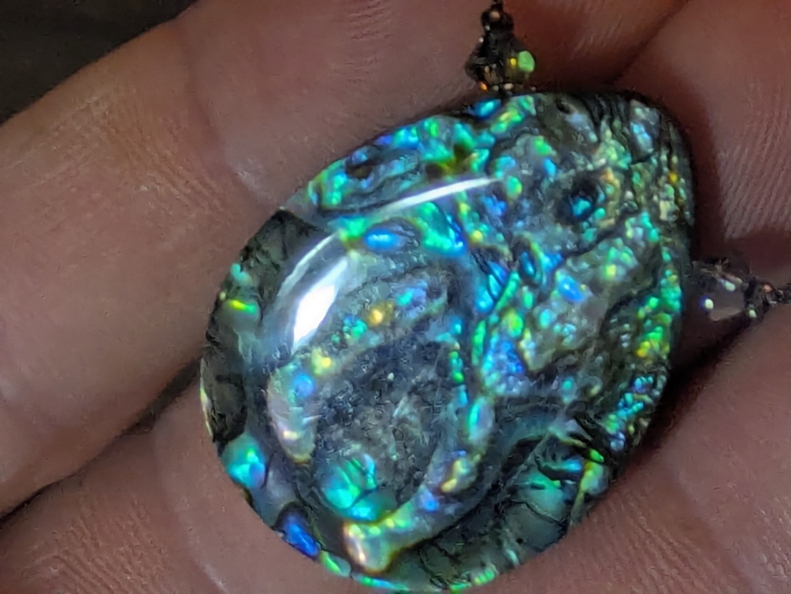 NWT Dabby Reid Nordstrom Abalone Paua Shell Pendant Crystal Necklace Made In NYC