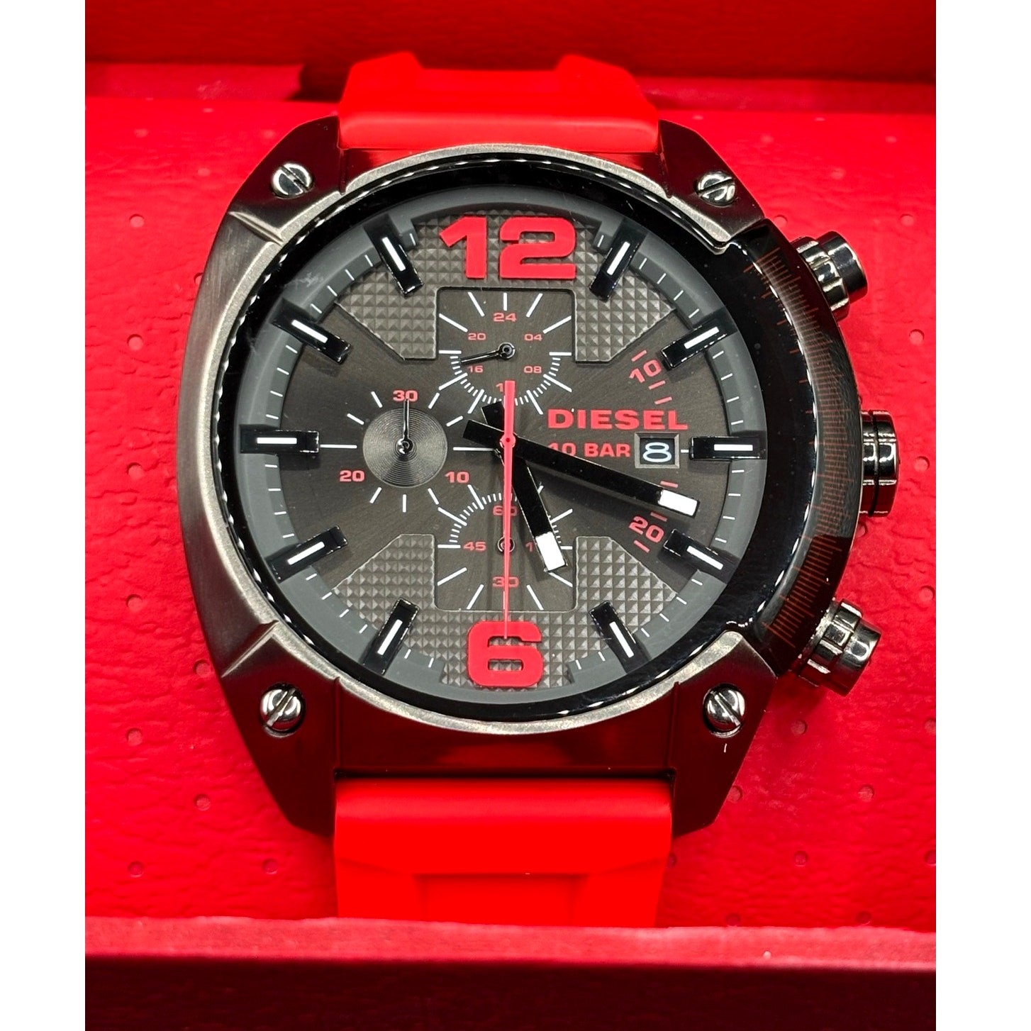 Diesel Overflow DZ4481 Chronograph Red Silicone 55mm Men’s Watch