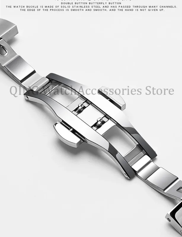 12-24mm Solid Stainless Steel Watch Band Strap Flat Arc End Butterfly Clasp Univ