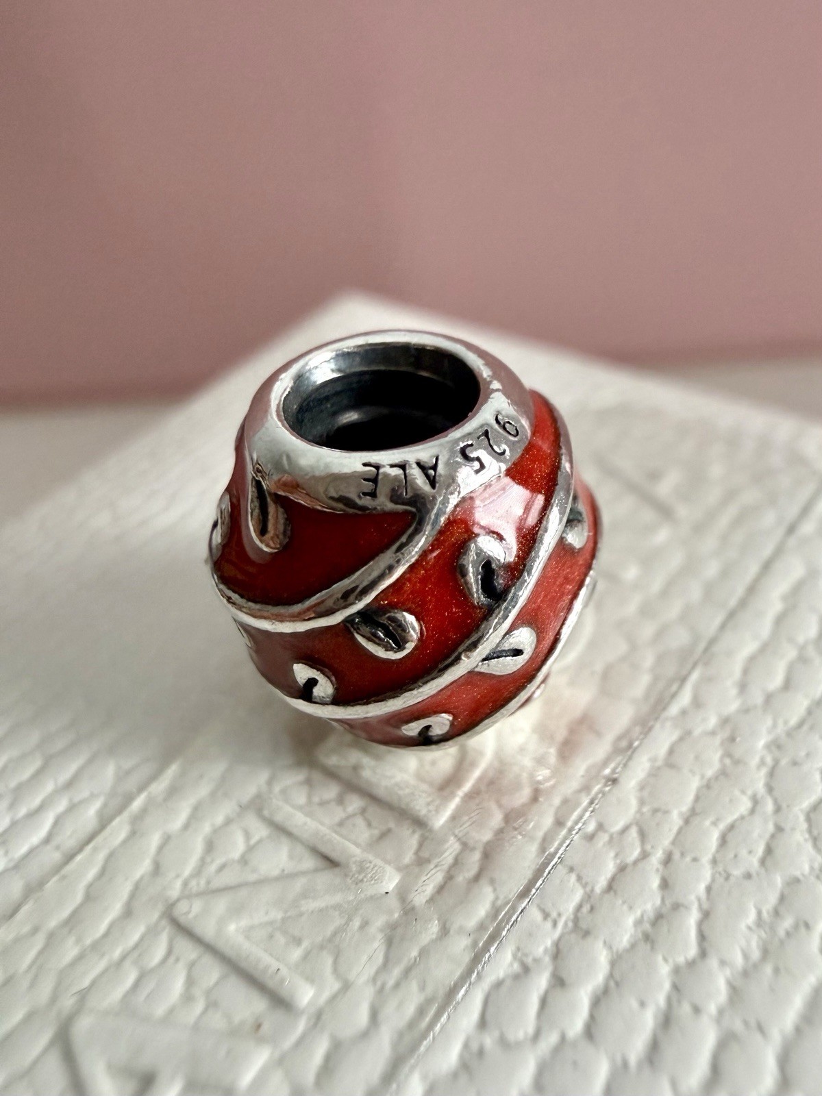 PANDORA STERLING SILVER RED VINES ENAMEL CHARM #790525EN17 AUTHENTIC RETIRED