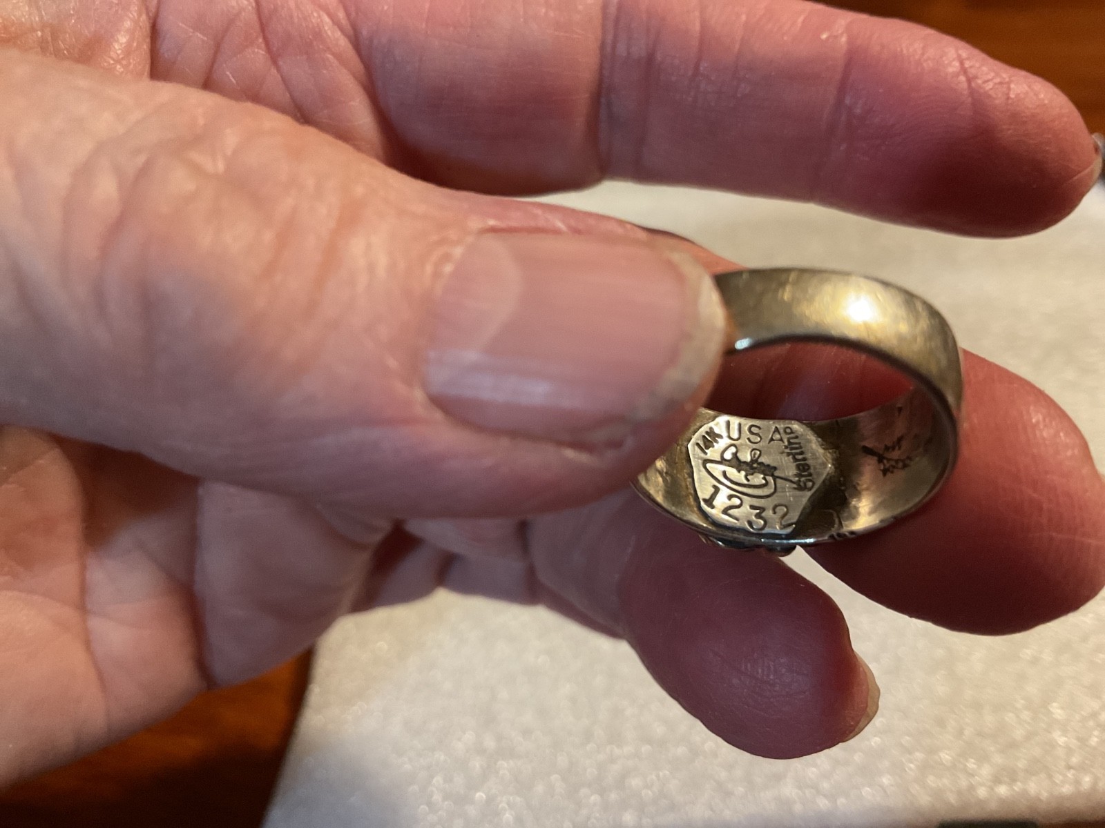 ANTIQUE 14K Gold & Sterling Aquamarine ? Stone SZ 6.5 Ring 7.69 Grams