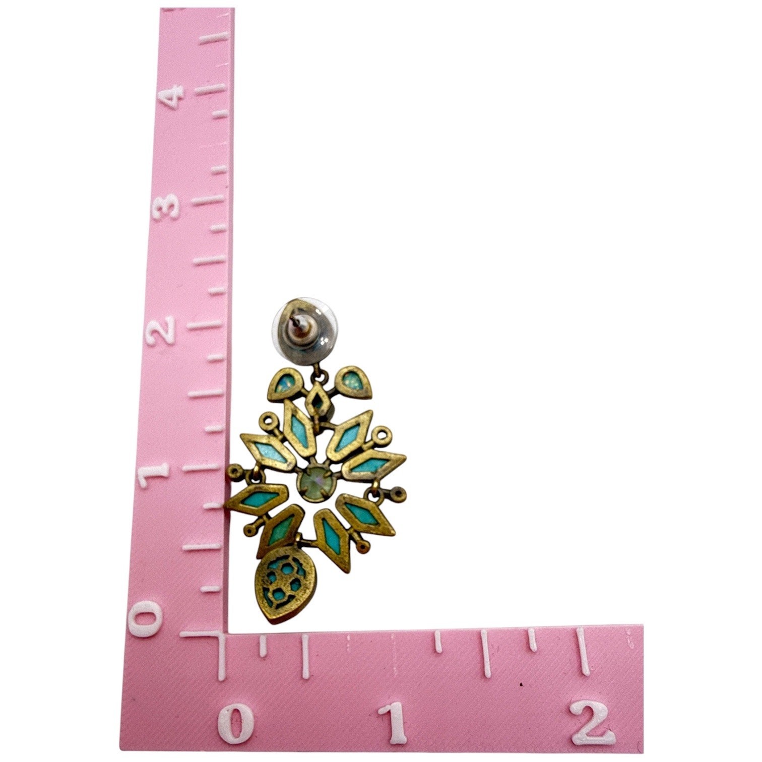 Kendra Scott Antique Brass Turquoise and Crystal Geometric Statement Earrings