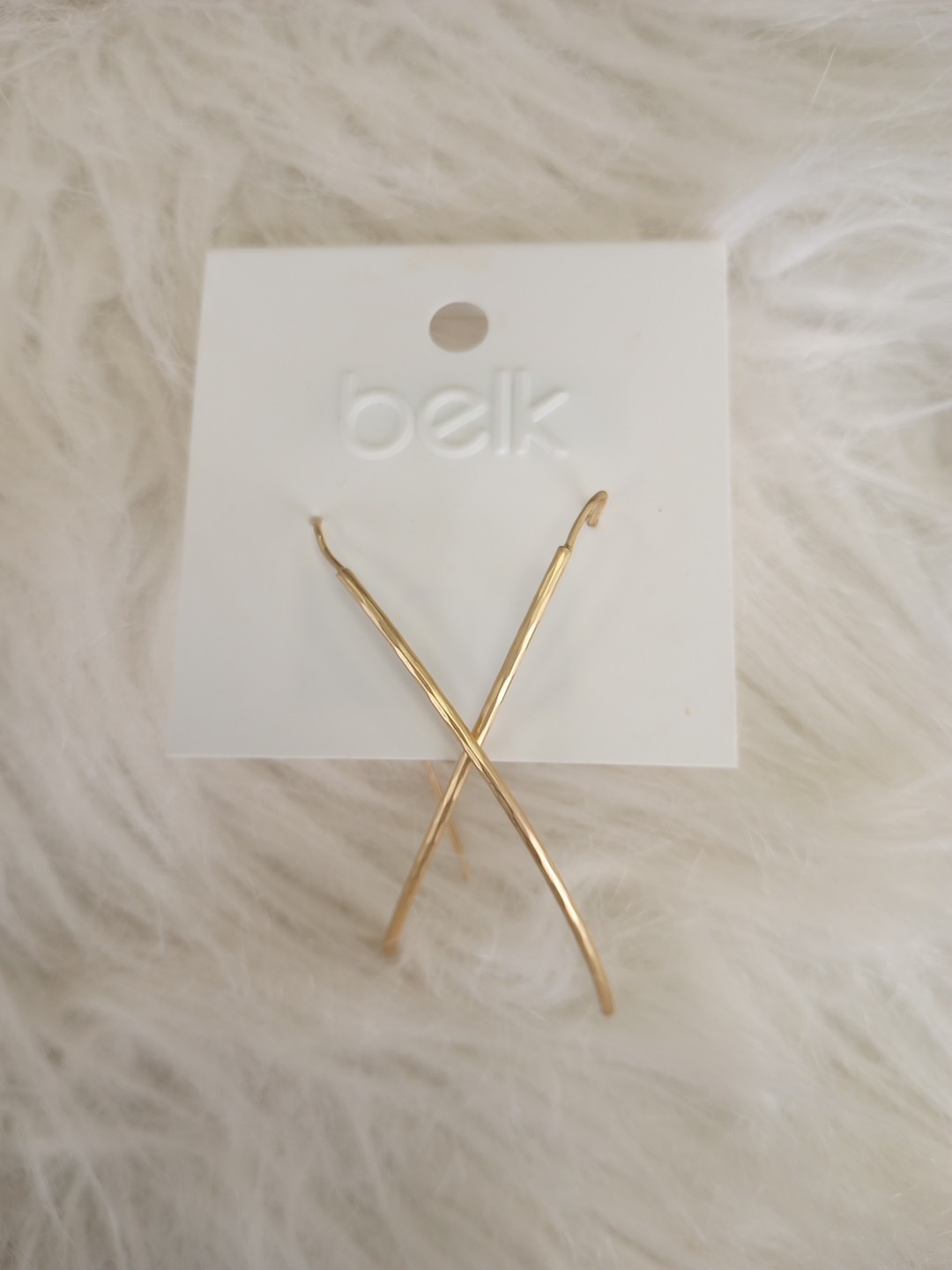 Earrings Threader Drop Yellow Gold Hammered Curved Long Medium M Women Earring