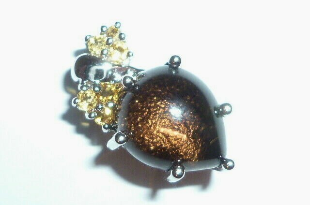 Juwelo? 925 Silver Chain Pendant Sterling Pendant Brown Stone Tiger Eye??