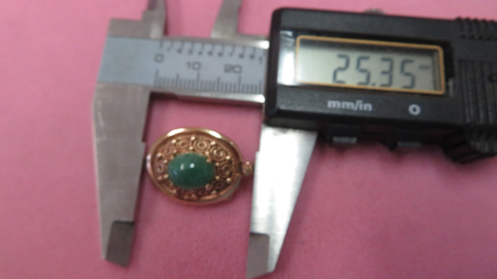 Vtg 14k Solid Filigree Y. Gold Aventurine Clasp for Single Strand Beads 7.89 G