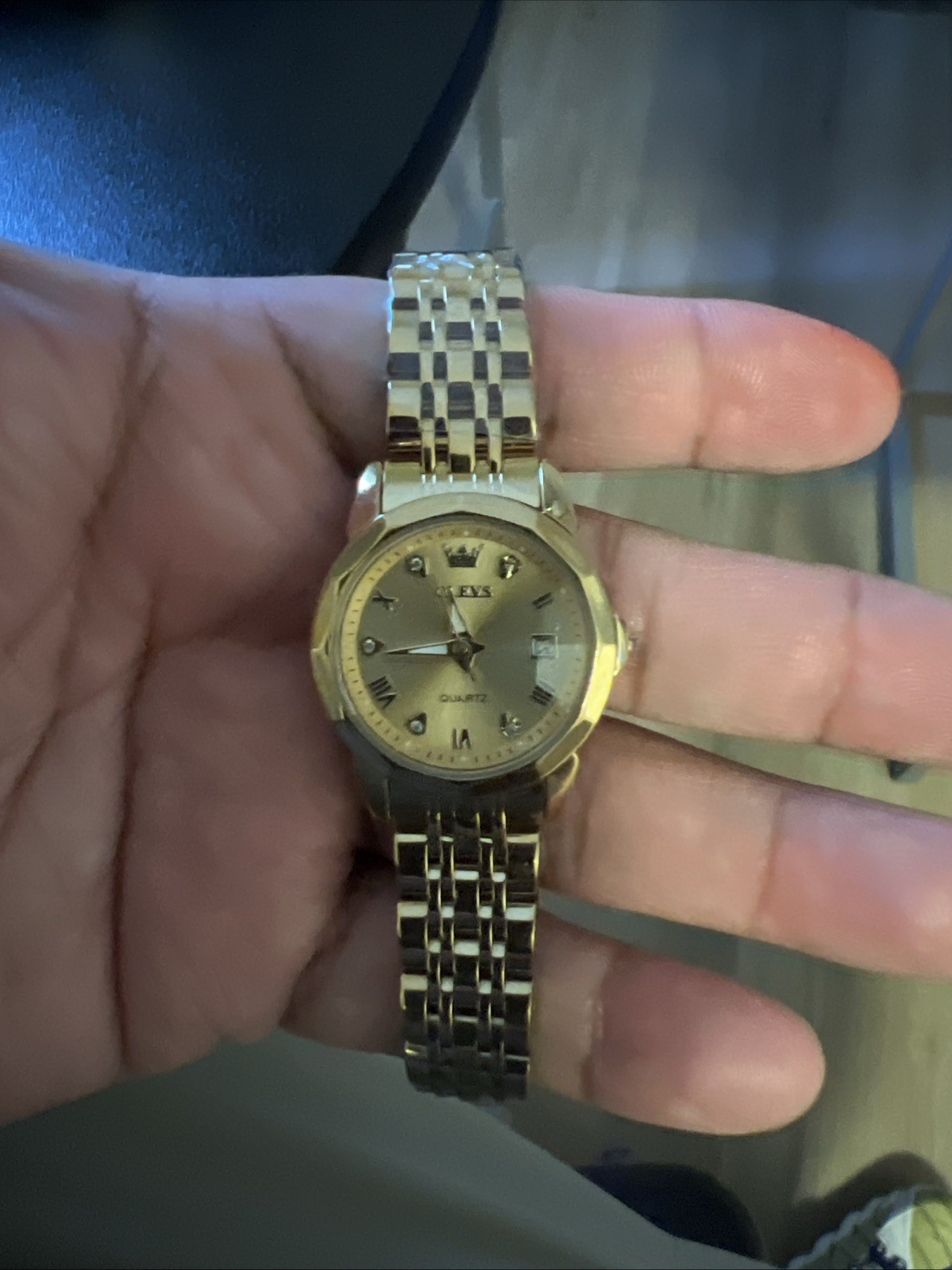 Olevs Women’s Watch Gold Tone 9931L Butterly Clasp – 27 mm Case
