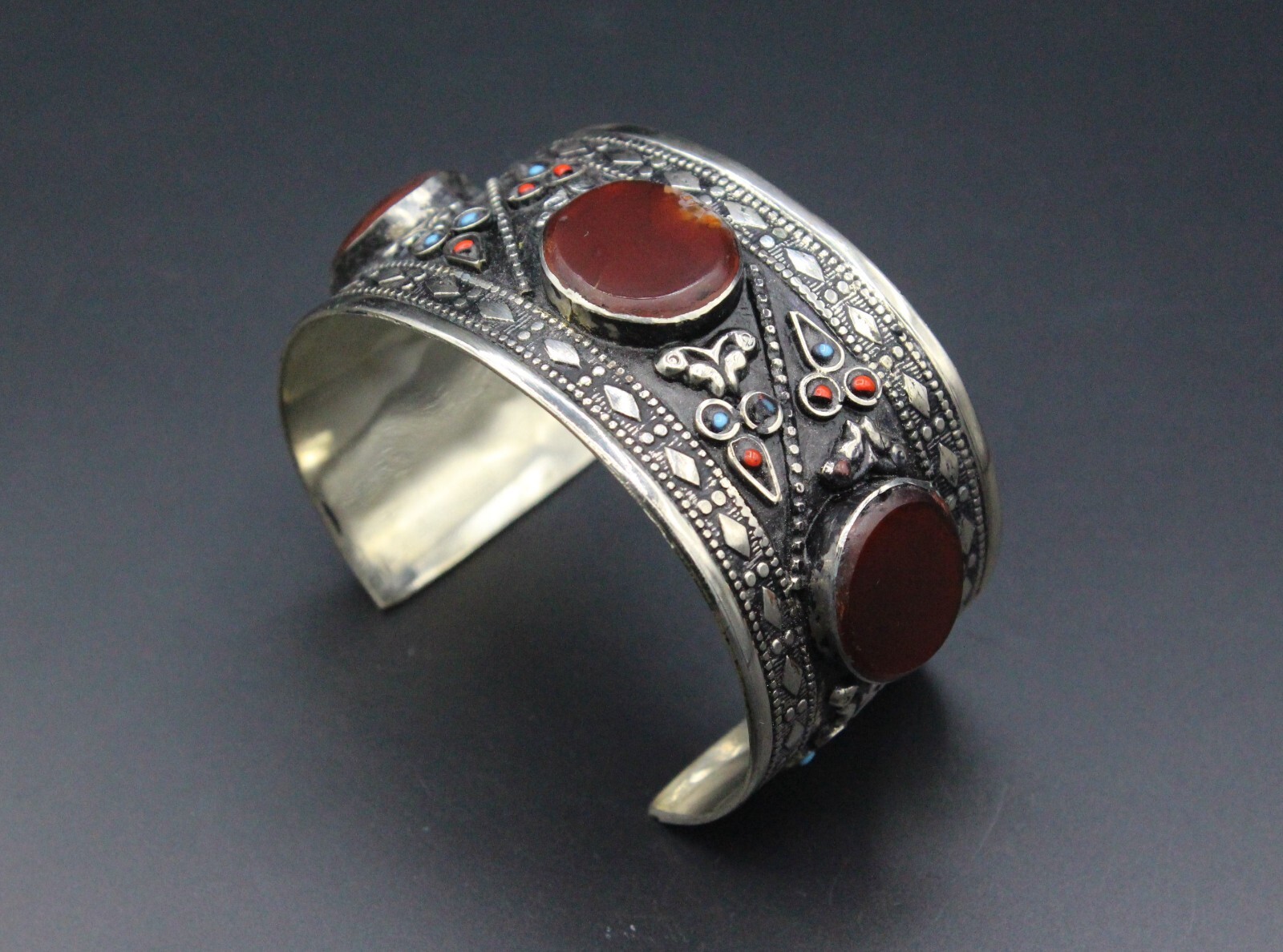 Afghan Cuff Bracelet, Carnelian Stones Cuff Bracelet, Boho Cuff Bracelet #B09