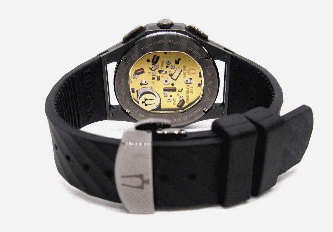 Bulova CURV Titanium/Stainless Black Rubber Strap Men’s Chronograph Watch-98A162