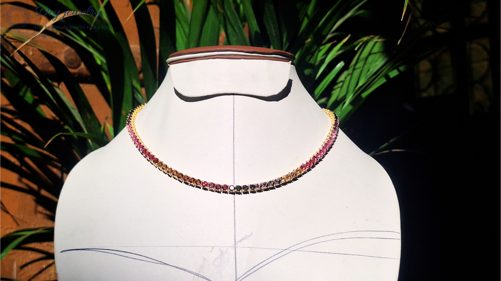 Lab Created 3 mm Multi Sapphire Prong Tennis 925 Silver Handmade Gift Necklace