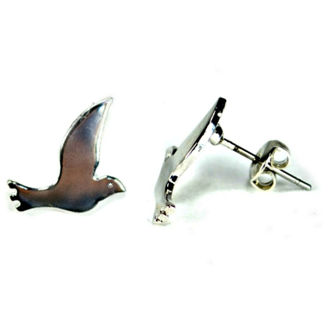FLYING BIRD EARRINGS Tiny Small 10mm Pair Post Stud Stainless Steel NEW