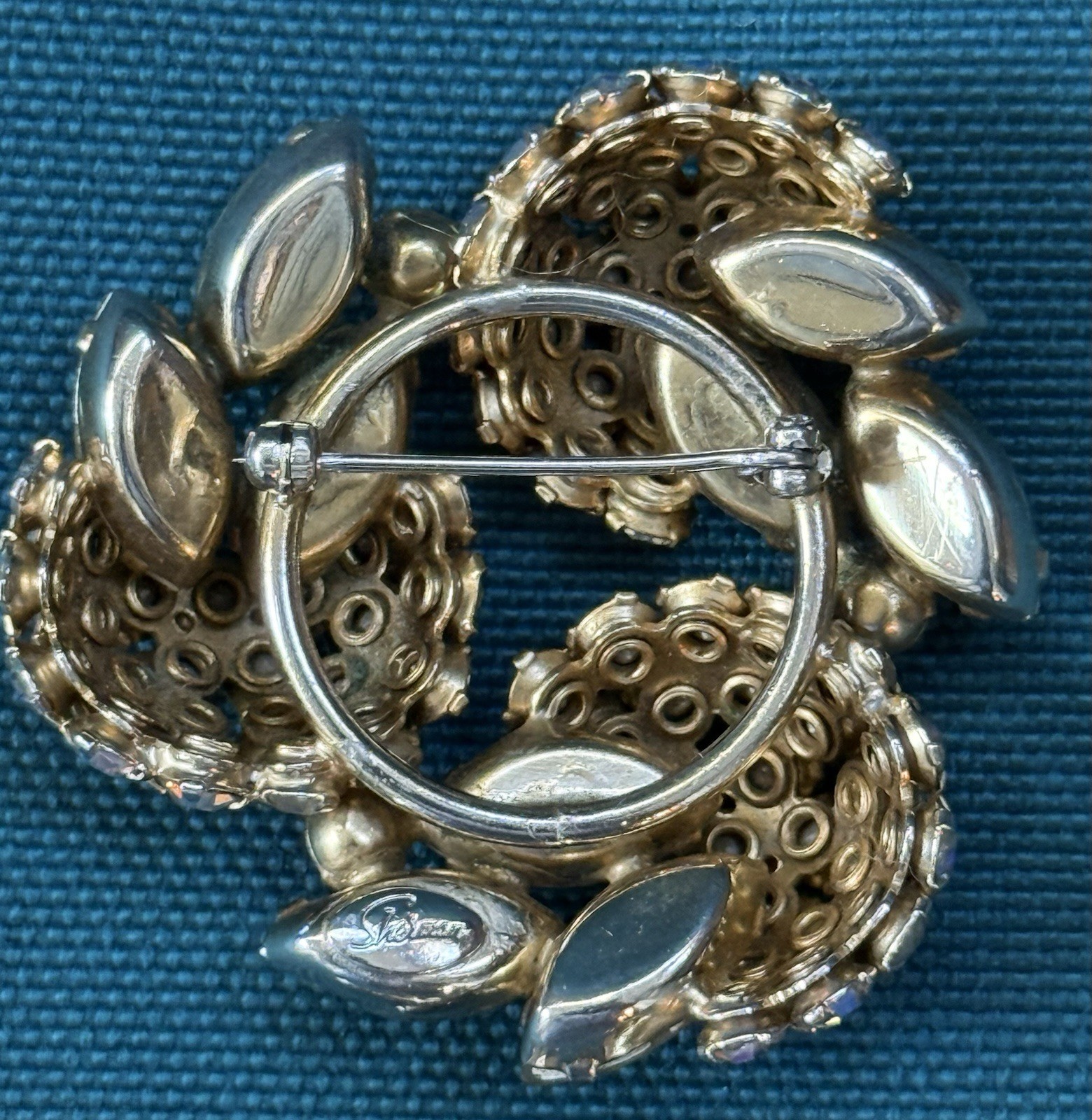 Vintage SHERMAN Signed Aurora Borealis Brooch and Earring Set BEAUTIFUL!