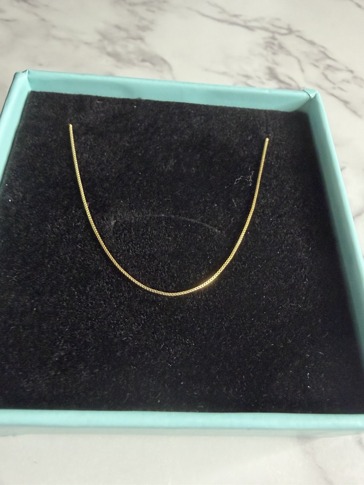 10k Real Gold Box Link Chain Necklace 18 inches