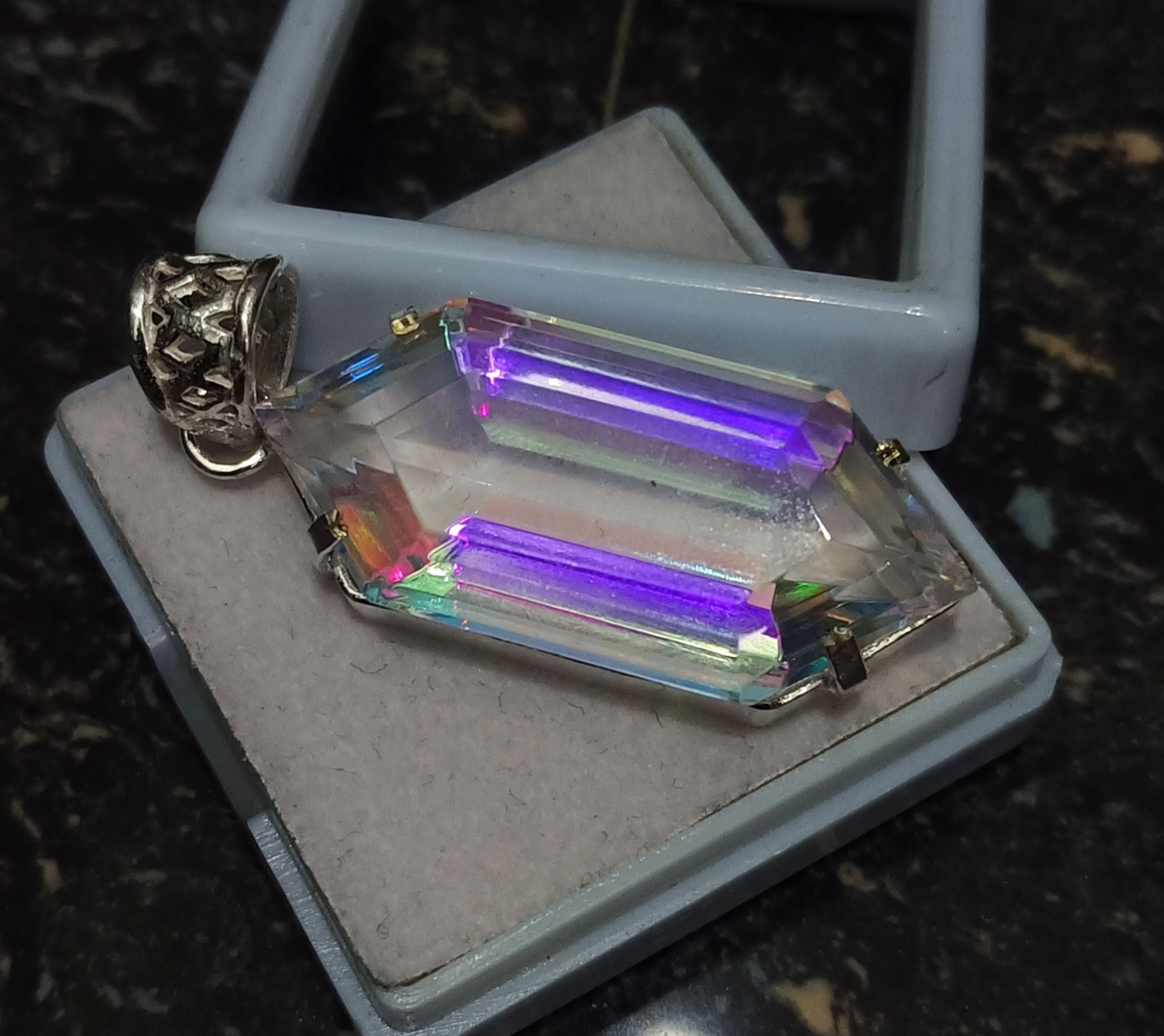 EGL 58.20 Ct+ Natural Mystic Topaz Fancy Cut 925 Solid Silver Pendant Gemstone