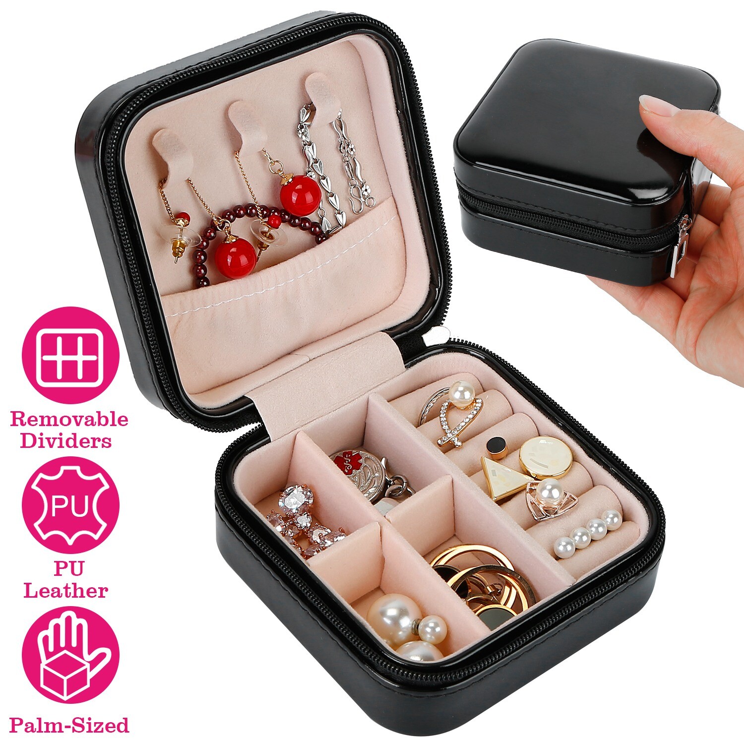 Mini Jewelry Storage Box Portable Ring Earring Necklace Case Storage Organizer