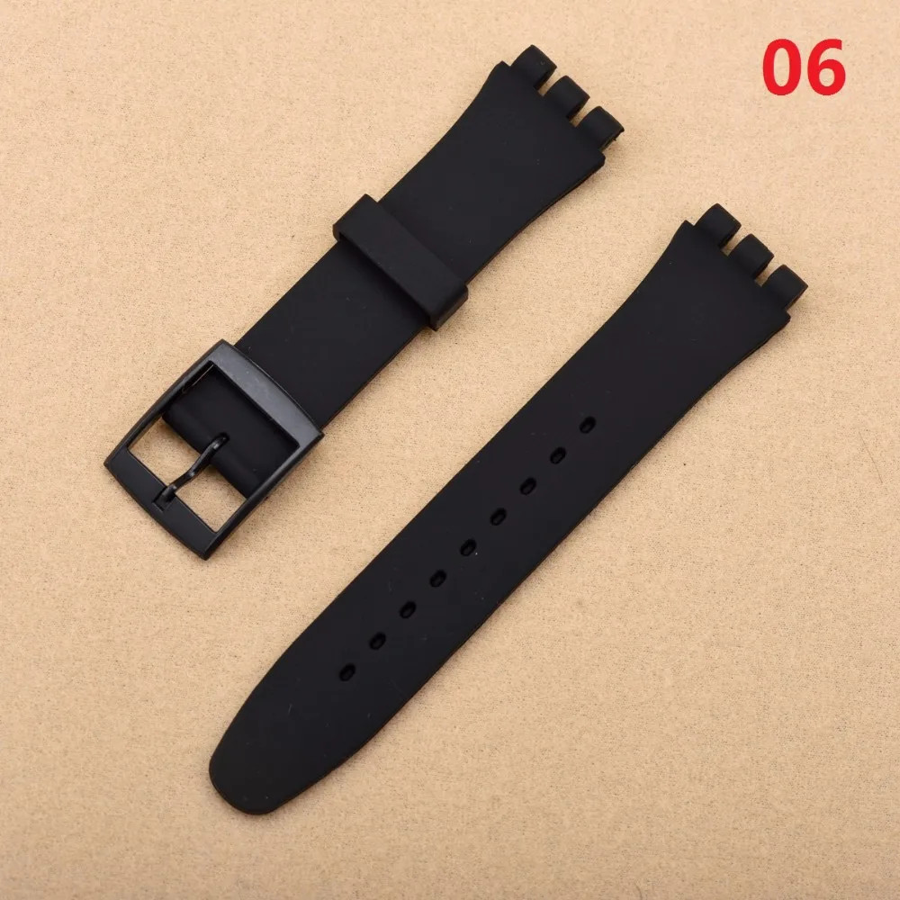 Black White Navy Brown 17mm 19mm 20mm Silicone Rubber Watchband High Quality