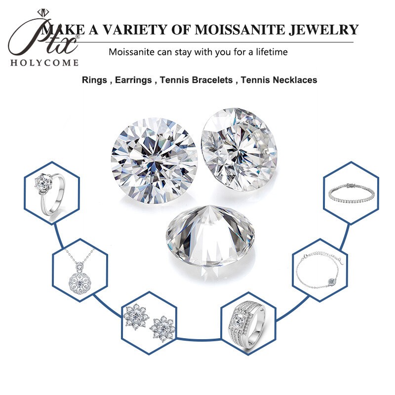 3mm~10mm Moissanite Loose Gemstones Round Cut White D Color VVS1 GRA for Jewelry