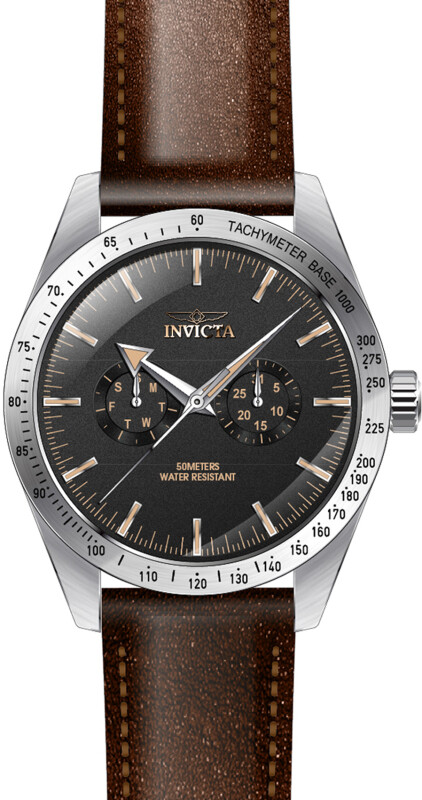 Invicta Specialty Black Dial Chronograph Quartz Brown Leather Band Men’s Watch