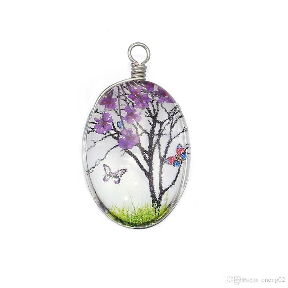 REAL DRIED PRESSED FLOWER NECKLACE HANDMADE SILVER PLATED JEWELLERY PENDANT GIFT