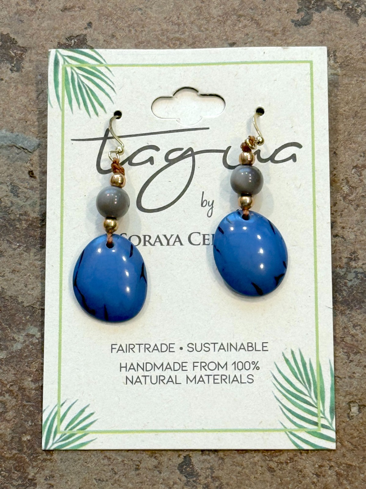 TAGUA NUT “UMA” EARRINGS ORGANIC ARTISAN HANDMADE FAIR TRADE LIGHTWEIGHT NEW