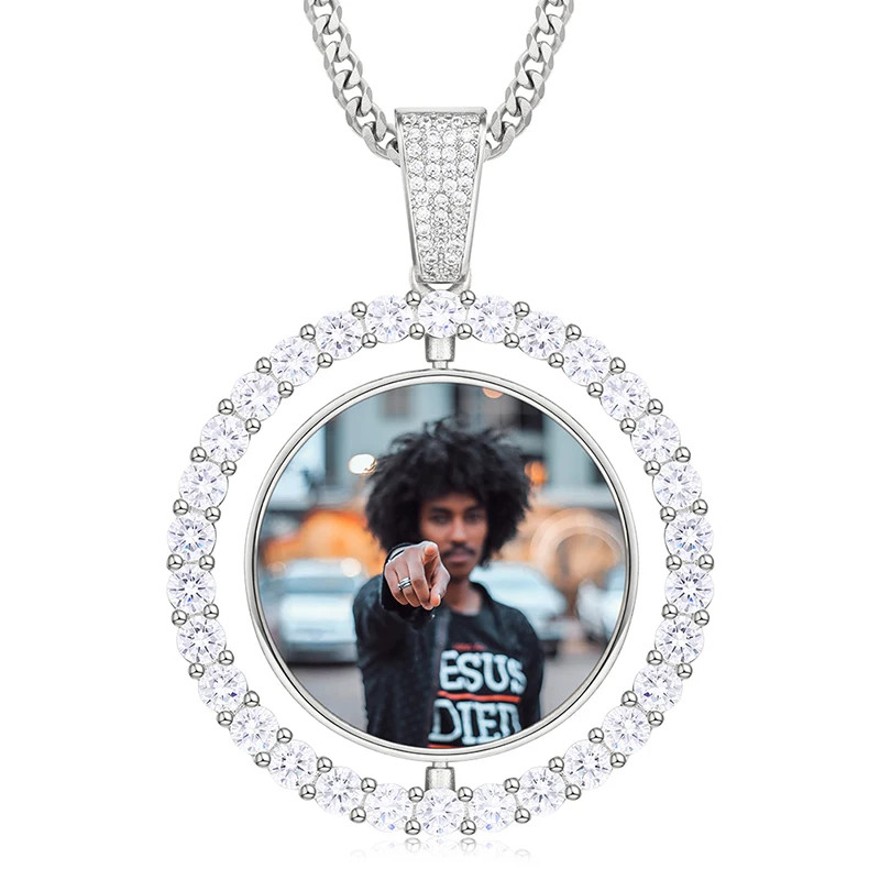 Double-Sided Custom Heart Pendant Necklace Men’S Hip Hop Jewelry Iced Out Bling