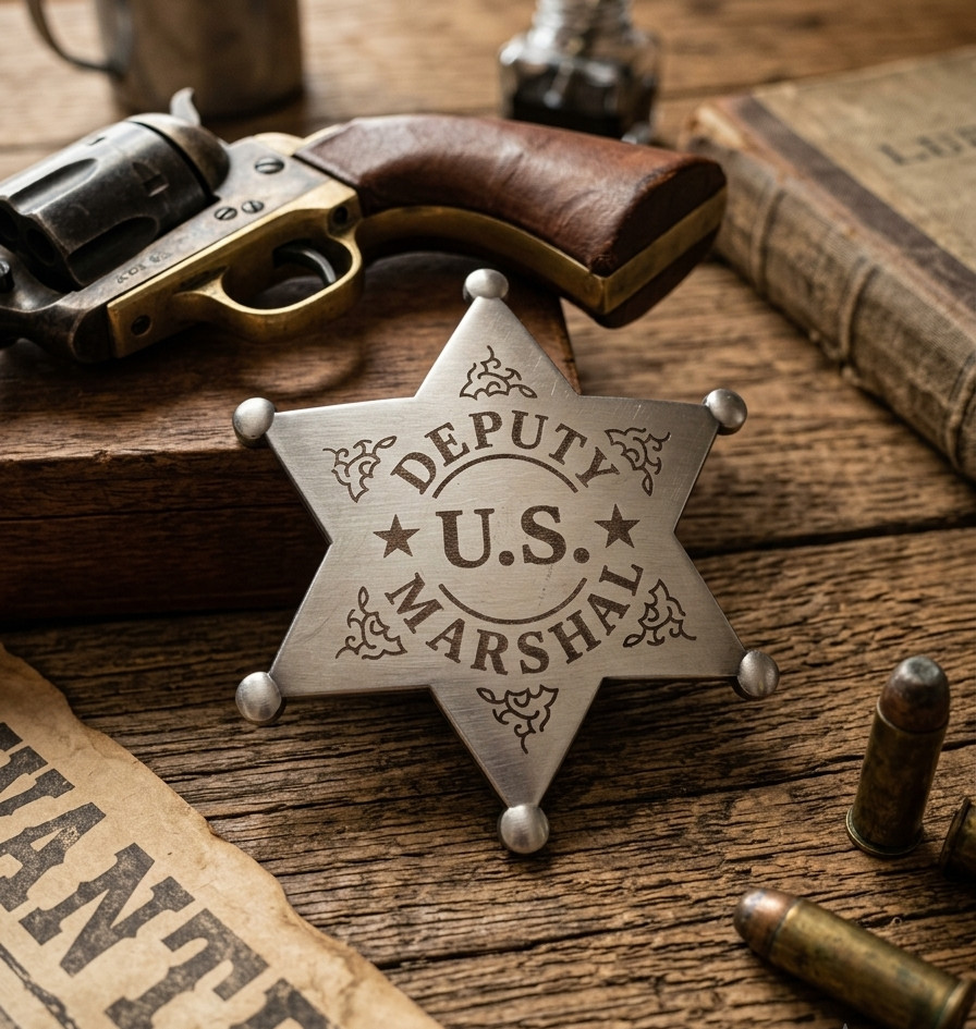 Deputy US Marshal Badge Western Badge – Old West Silver Finish 3″ Badge