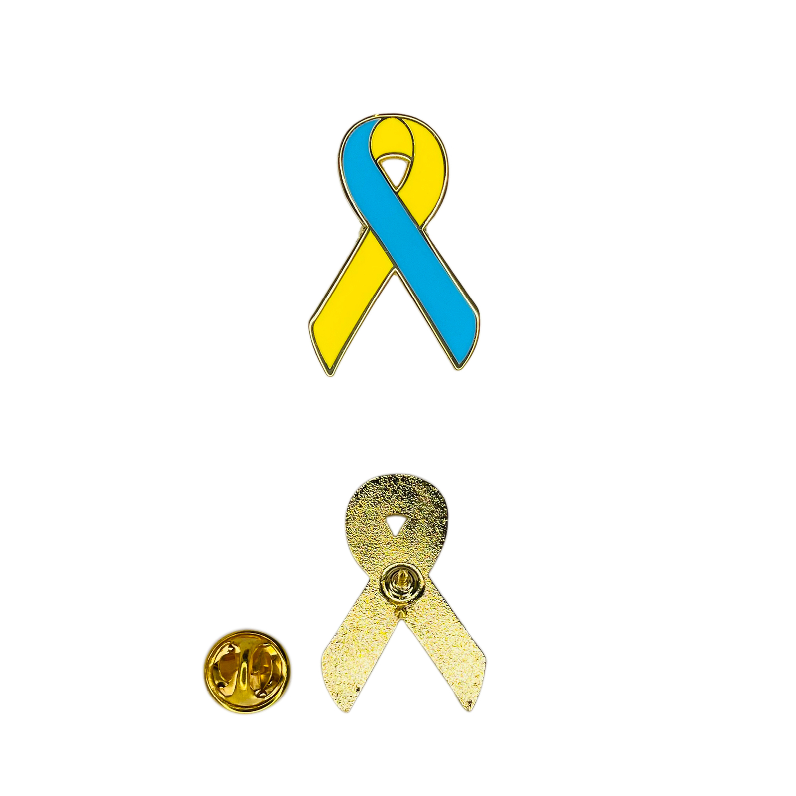 Ukraine Awareness Ribbon Pin – Blue & Yellow Ukrainian Flag Crossed Badge Pin