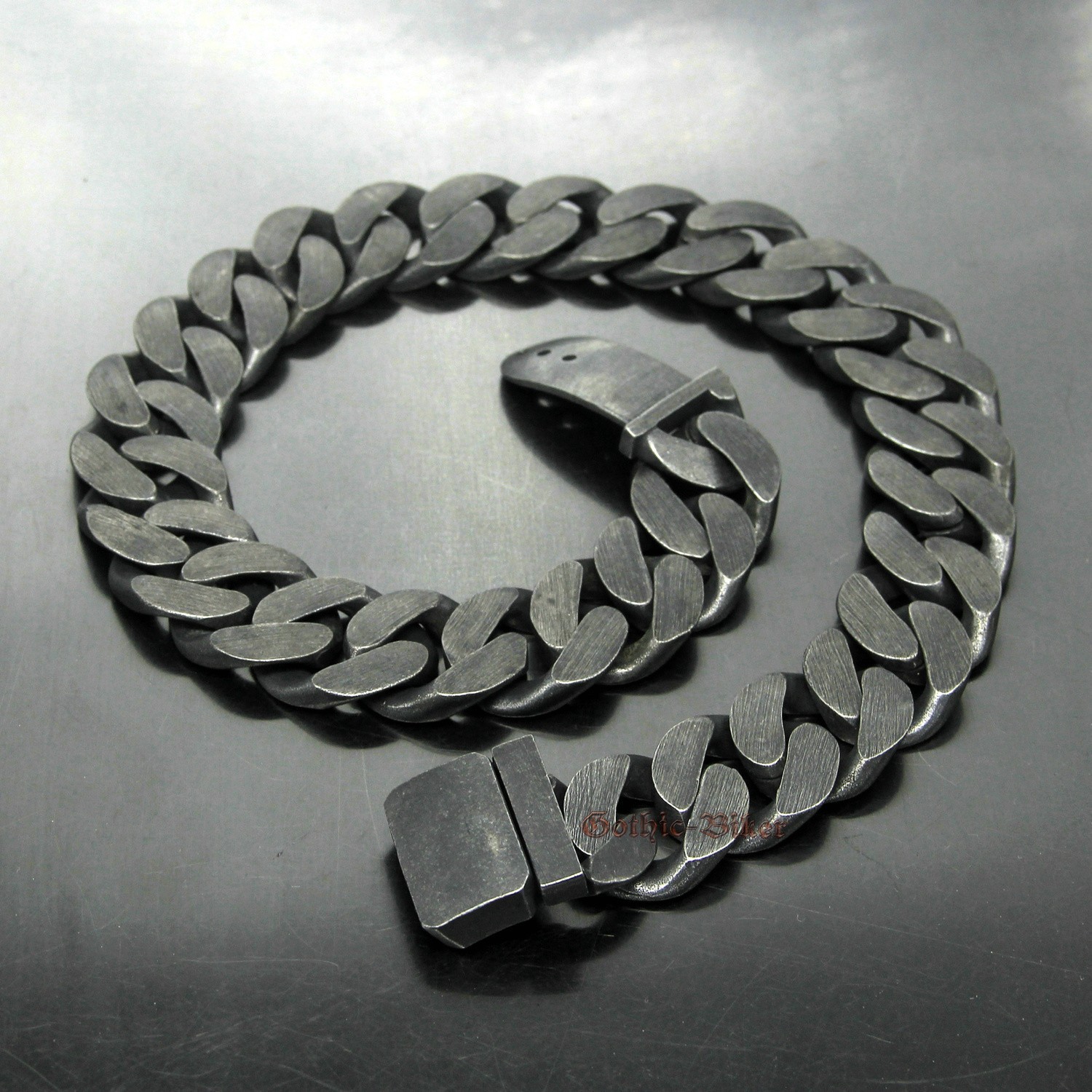 Heavy Chunky Gunmetal Chain Retro Men’s Curb Cuban Link Stainless Steel Necklace