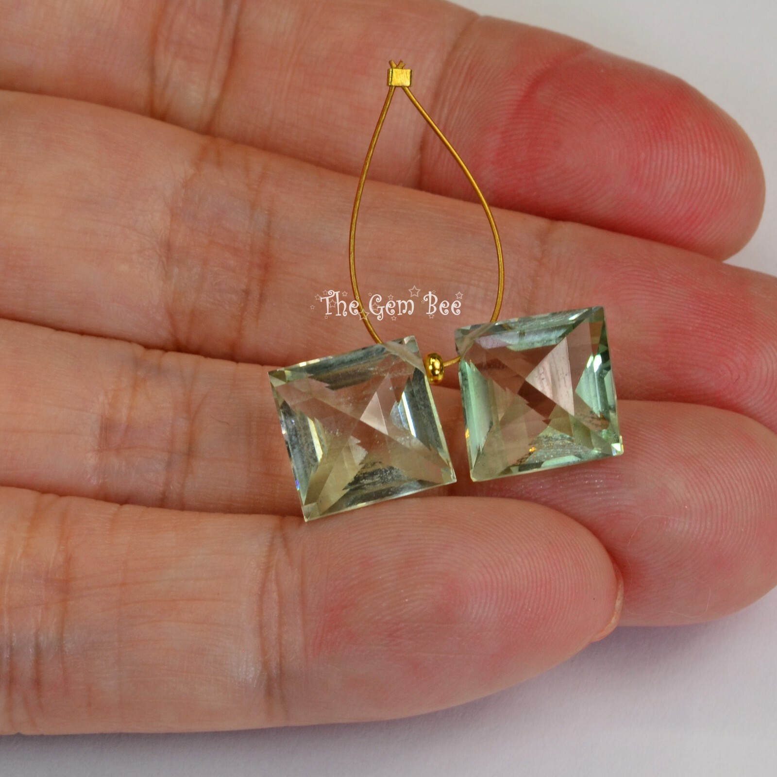 10.3MM Green Amethyst Prasiolite Faceted Kite Briolette Bead PAIR
