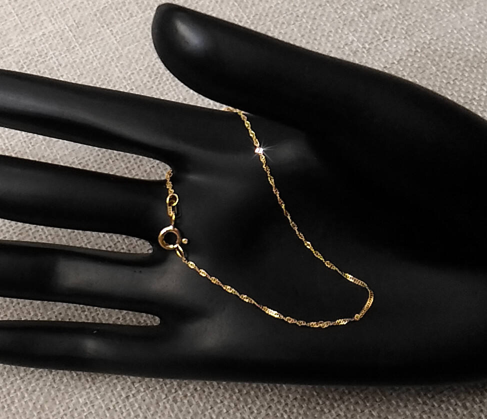 REAL GOLD *** Fine Twisted Bangle Bracelet Singapore Chain / 16-17-18-19cm
