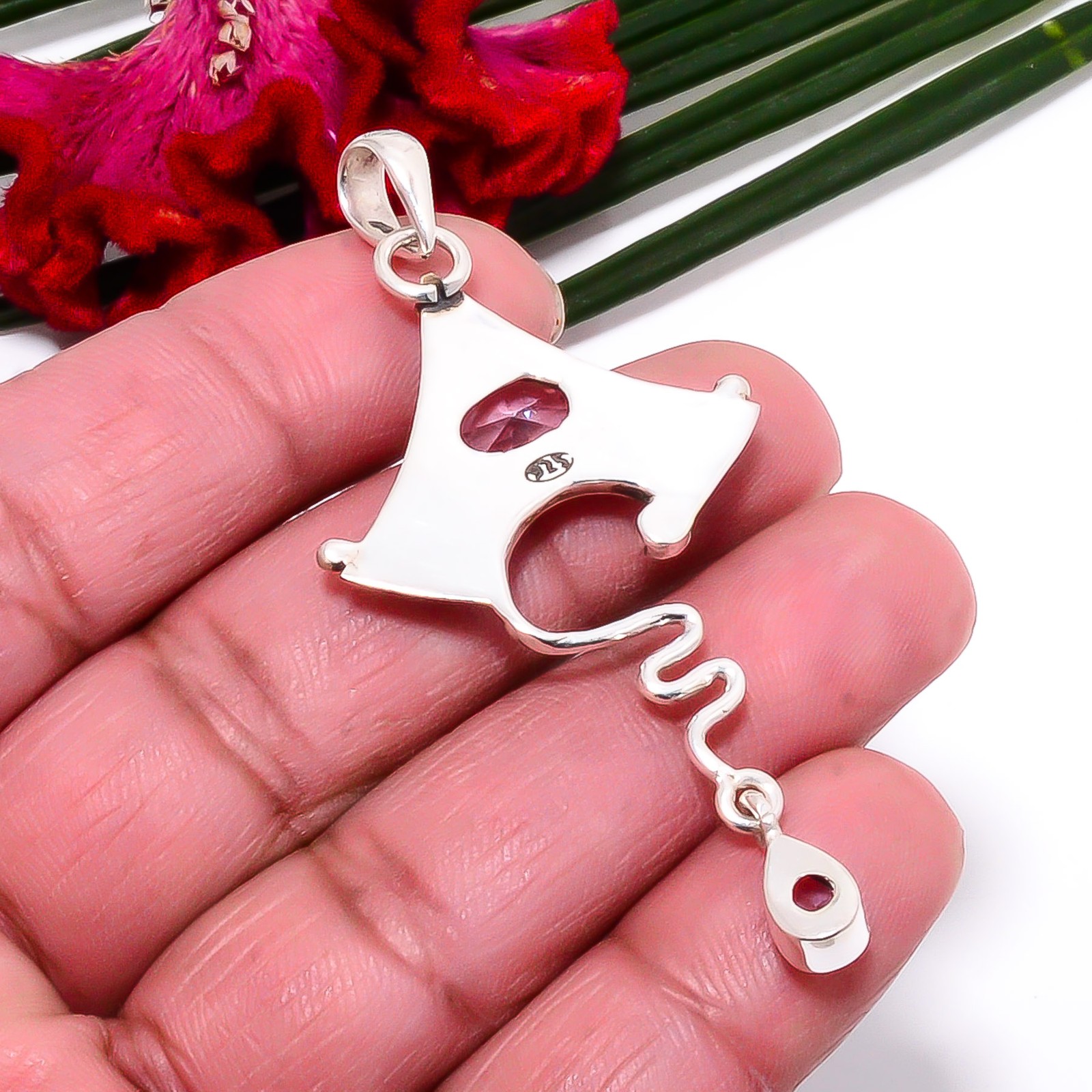 Pink Kunzite Oxidised 925 Sterling Silver Pendant 2.54″ Sku38, Christmas Gift