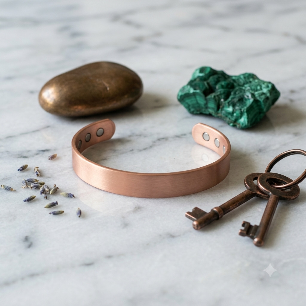 9 Pack Solid Copper Magnetic Bracelet Arthritis Pain Therapy Cuff Set Display