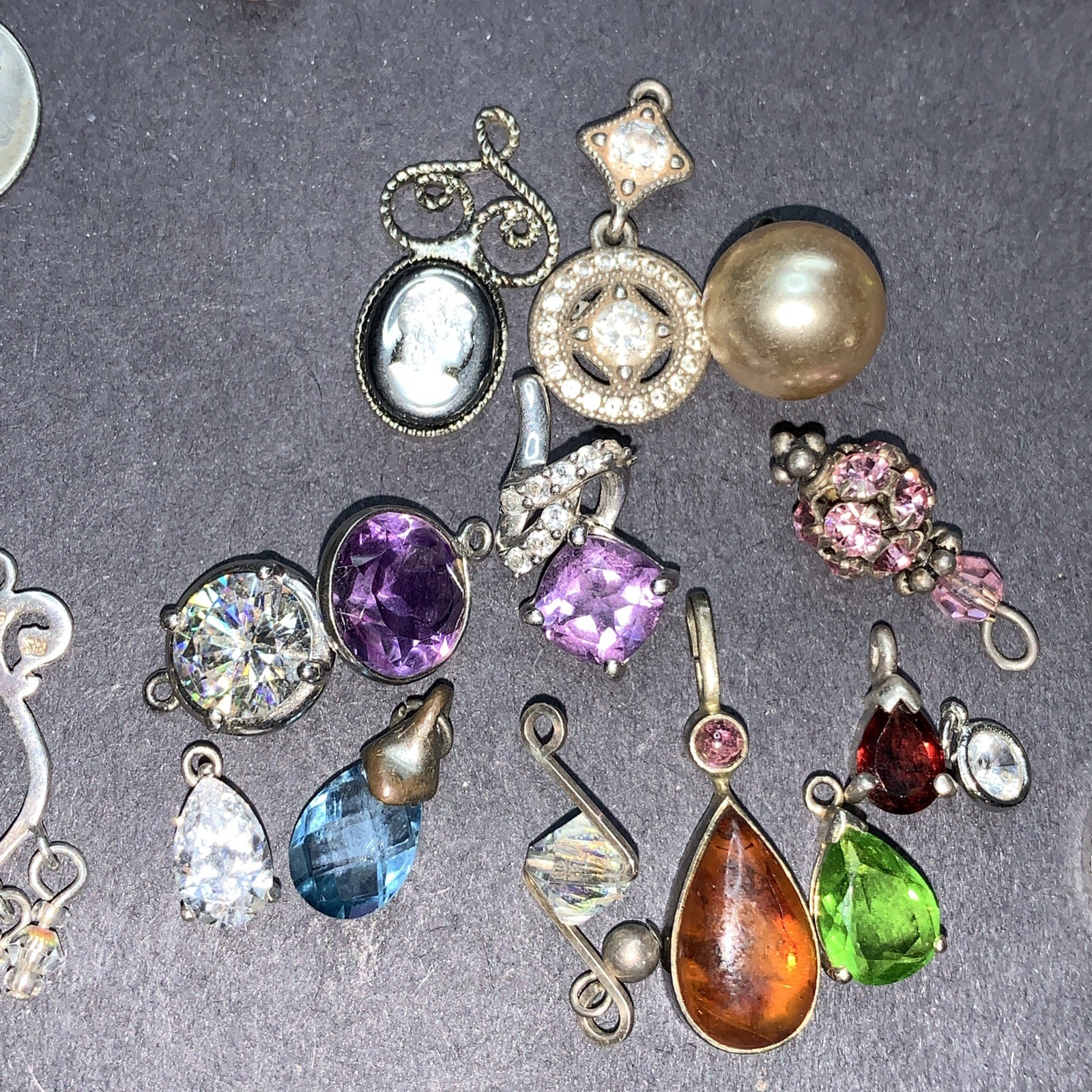 STERLING SILVER 925 Lot Necklace Pendant SS40 Charms Boho Crystal Navajo 42
