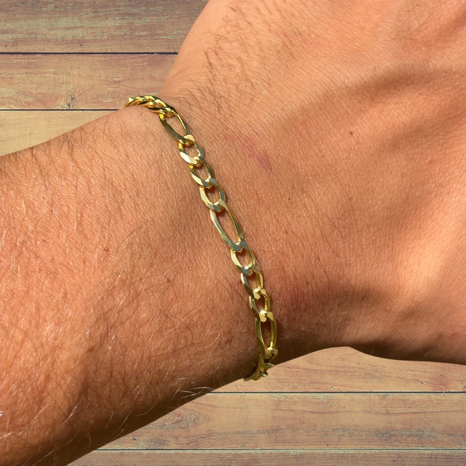 5mm Figaro Bracelet Link – Real Solid 925 Sterling Silver Or 14k Gold Vermeil