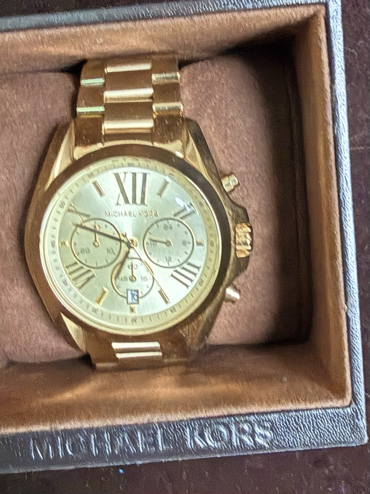 Michael Kors MK5605 Bradshaw Gold Tone SS Chronograph Watch with Gift Box
