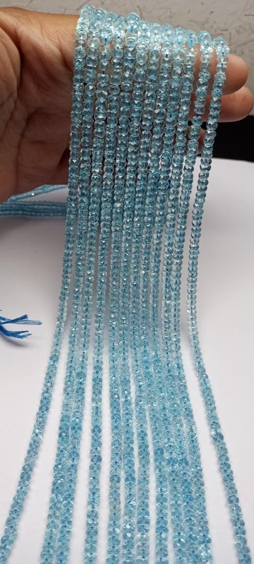 Natural Sky Blue Topaz Faceted Rondelles Bead 5mm AAA Quality For Making Jewelry