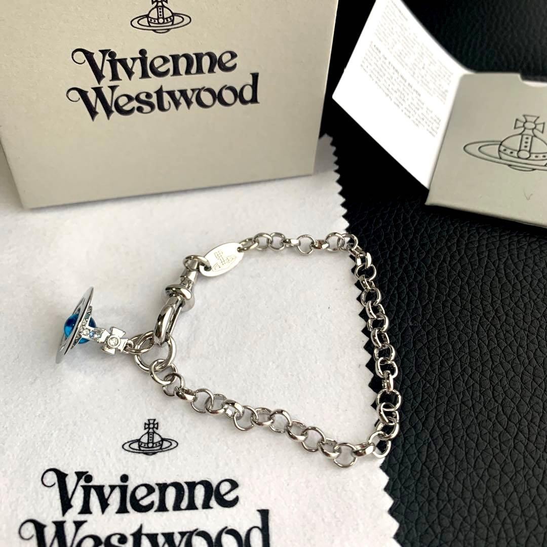 Vivienne Westwood Bracelet Orb 18cm Silver/Blue NO BOX [EJ0172