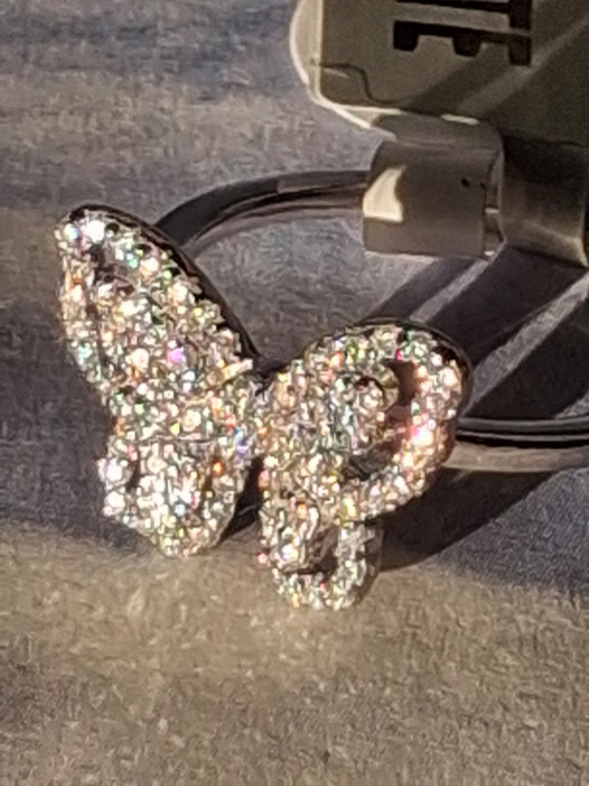 1ctw Moissanite Butterfly Ring In Rhodium Platinum Plate .925 Ster. Silv. Sz 6